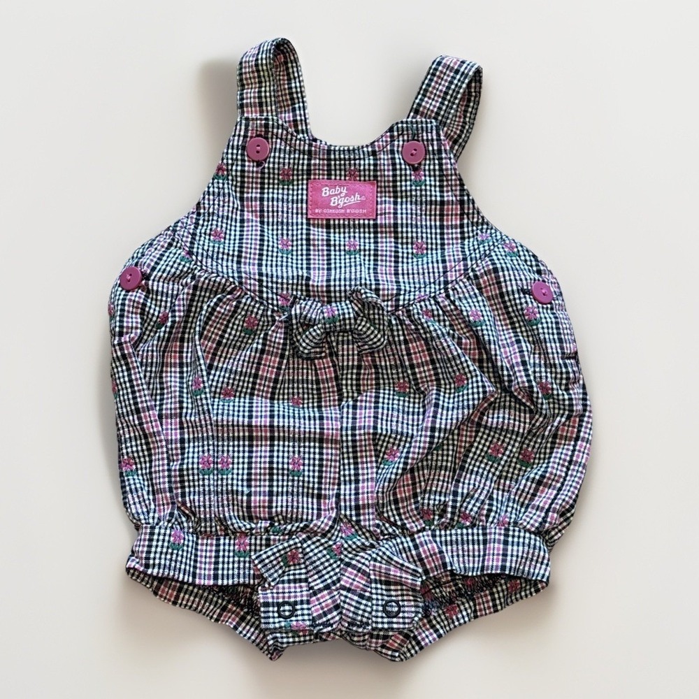 VTG Oshkosh Baby B'Gosh Vestbak‎ Bubble Romper 12M Pink Back Floral USA Made